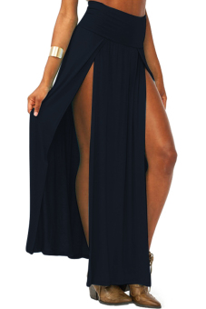 High Waisted Long Skirt (Black)  