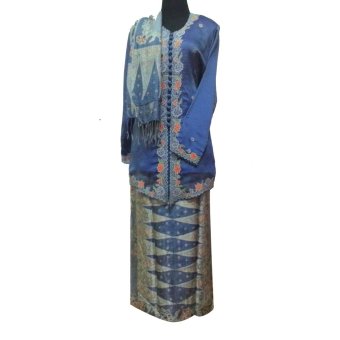 Hijab Kudus Hijab Kudus Tripel-A Clothing Kebaya Tradisional Bordir Manual Sutra Kudus 09- Biru  