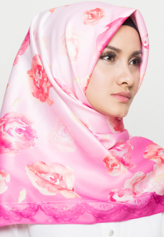 Hijabstore - Angel Lelga Original Scarf AL 047 - Violet Motif Bunga  