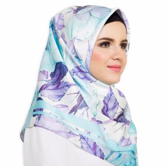 Hijabstore - Angel Lelga Original Scarf AL 096 - Putih Motif Daun  