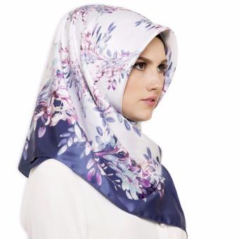 Hijabstore - Angel Lelga Original Scarf AL 138 - Soft Blue Motif Bunga  