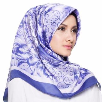 Hijabstore - Moshaict By Itang Yunasz AL 026 - Blue Motif Bunga  