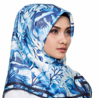 Hijabstore - Moshaict By Itang Yunasz AL 055 - Blue Motif Bunga  