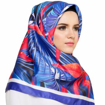 Hijabstore - Moshaict By Itang Yunasz AL 061 - Biru Motif Bunga  