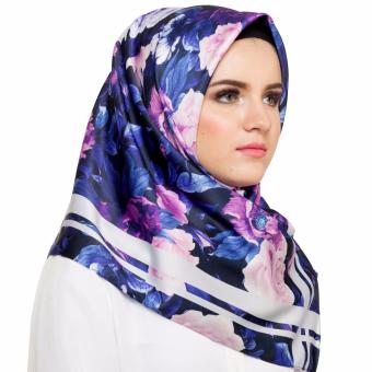 Hijabstore - Moshaict By Itang Yunasz AL 094 - Dark Blue Motif Flower  