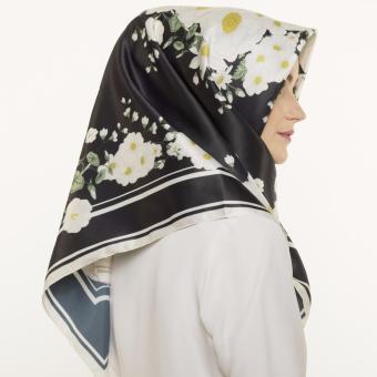 Hijabstore - Moshaict By Itang Yunasz AL 178 - Black White Floral  