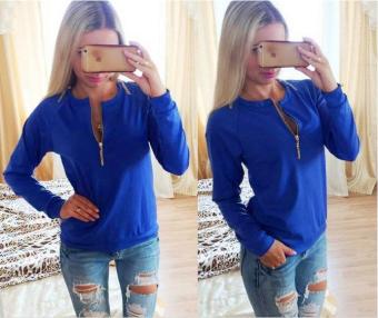 Hoodies Hot fashion sweater long sleeved zipper T-shirt Hoodie (Blue) - intl  