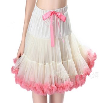 Hot Fashion Women's 50s Vintage Rockabilly Petticoat Tulle Skirts For Women Tutu Skirts?Ivory white and coral? - intl  