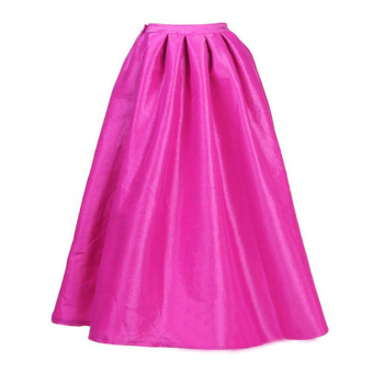 Hot Ladies Retro Bubble Skirt High Waist Elastic Pleated Party Ball Prom Skirt (Pink)  
