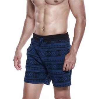 Hot! Leisure brand of mens shorts casual beach boxer trunks sexy man wear baseball male designer men new shorts man wear L(Blue) - intl  