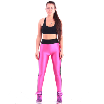 Hot Sale Double AB Color Side Sports Leggings Plus Size Slim Workout Fitness Elastic Stretch Gym Women Punk Yoga Pants Rose - intl  
