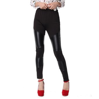 Hot Sexy Womens Black Faux Leather Stretchy Leggings Ladies Shiny Pants Tights Black - intl  