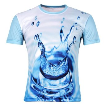 Hot! Water Droplets Move Printed 3D T-shirts(Blue) - Intl  