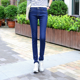 Hotyv Street Fashion Women Elastic Jeans Pencil Pants HPT044 Dark Blue - Intl  