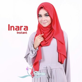 HQo Hijab Jilbab Kerudung Pashmina Instan Inara Original By Apple - Merah Cabe  