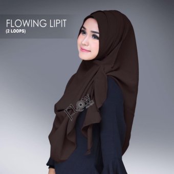 HQo Hijab Kerudung Jilbab Pashmina Instan Flowing Lipit Original By Flow Idea - Coklat Tua  