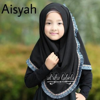 HQo Kerudung Hijab Jilbab Pashmina Instan Anak Aisyah - Hitam  