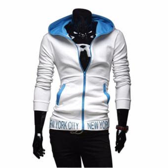 Huaway Men's Winter Fashion Solid Color Zipper Long Sleeve Sport Hoodies Sweatshirt(White) - intl  