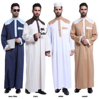 Hui Muslim Islamic Middle East Mens Jubah Sheikh Elegance Khaki - intl  