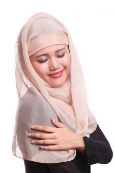 Imitation Silk Muslim Hijab Scarf Cap Turban with Flicker (Khaki)  