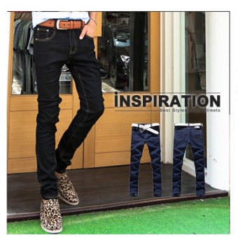 INSPIRATION Korean series unbeaten classic plain colors stretch denim jeans A1371_black  