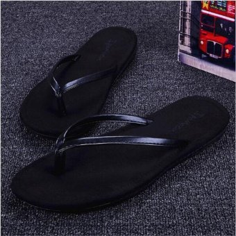 IPOMOEA Summer Exported Women and Men Lovers' Casual PU Beach Skidproof Flat Mules Flip Flops Slippers Adult Unisex Shoes (White, Blue, Black, Brown) - intl  