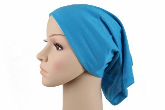 Islamic Muslim Women's Head Scarf Cotton Underscarf Hijab Cover Headwrap Bonnet blue (Intl) - Intl  