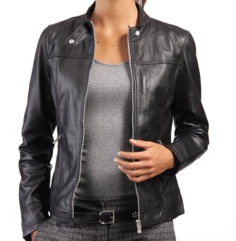 J-Brille Women Semi Leather Jacket - Simple - Hitam  