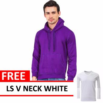 Jacket Oblong Pullover Hoodie Purple Free LS V Neck White  