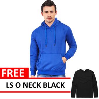 Jacket Oblong Pullover Hoodie Royal Blue Free LS O Neck Black  