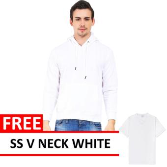 Jacket Oblong Pullover Hoodie White Free SS V Neck White  