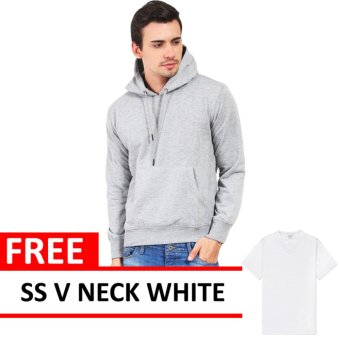 Jacket Zipper Hoodie Light Grey Free SS V Neck White  