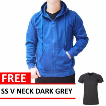 Jacket Zipper Hoodie Royal Blue Free SS V Neck Dark Grey  