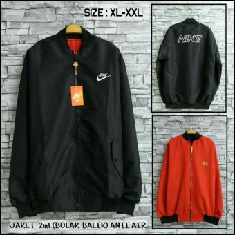 Jaket 2in1 Bolak Balik Bomber - Hitam Merah  