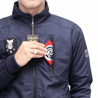 Jaket bomber harrington pria waterproof keren ( Biru tua )  