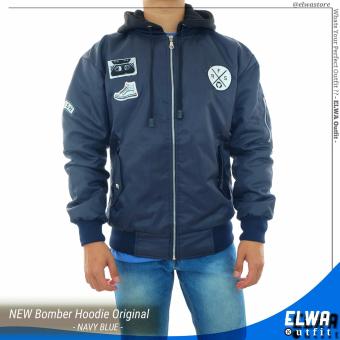 Jaket Bomber Hoodie Pria Original - Navy  