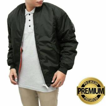 Jaket Bomber Polos Cowok Hitam  