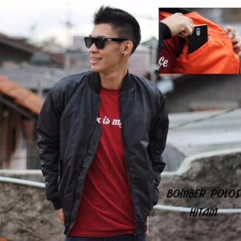 Jaket Bomber Polos Murah Waterproofe ( Black )  