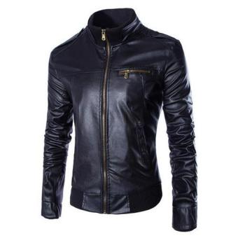 Jaket Kulit - Casual Jacket Bikers Style - Black  