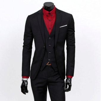 Jaket Kulit - Setelan Jas dan Celana Pria New Design - Black  