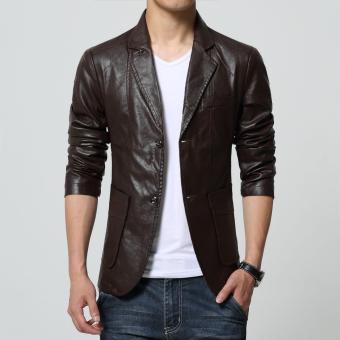 Jas Cowok - Jaket Exclusive Semi Jas Trend Leather - Coklat  