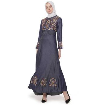 Java Seven Jdi 015 Baju Gamis Muslim Wanita-Denim-Bagus Dan Lucu Terbaru 2017(Biru)(Int:XL)(OVERSEAS)  