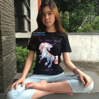 JCLOTHES Tumblr Tee / Kaos Cewe / Kaos Wanita Unicorn - Hitam  