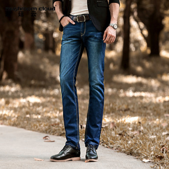 Jeans Men 2016 New  Fashion Casual Slim Fit Straight Long Trousers High Quality Pants -dark blue - Intl  