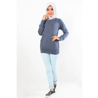 Jfashion Tshirt Long sleeve Katun Salju Carolina - Biru  