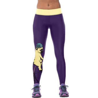 Jiayiqi Sports Women 3D Dog Printed Fitness Gym Yoga Leggings (Purple) - intl  
