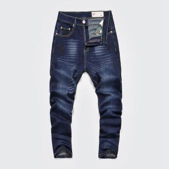 JIEYUHAN Men's Blue Skinny Ripped Destroyed Distressed Slim Fit Denim Jeans - intl  