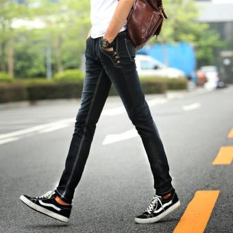 JIEYUHAN Men's Skinny Fit Stretch Jeans Black - intl  
