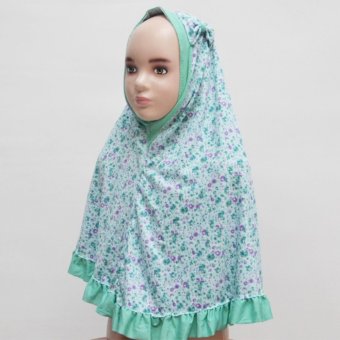 Jilbab Anak Floral Pita - Green  
