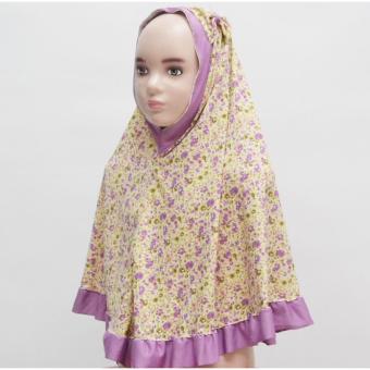 Jilbab Anak Floral Pita - Purple  